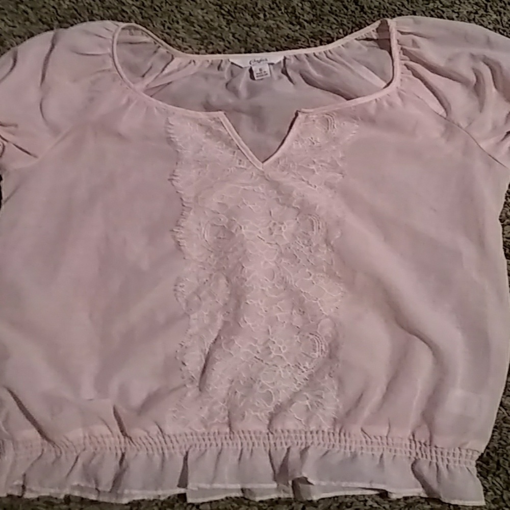 Candies sheer lace and ruffle shirt